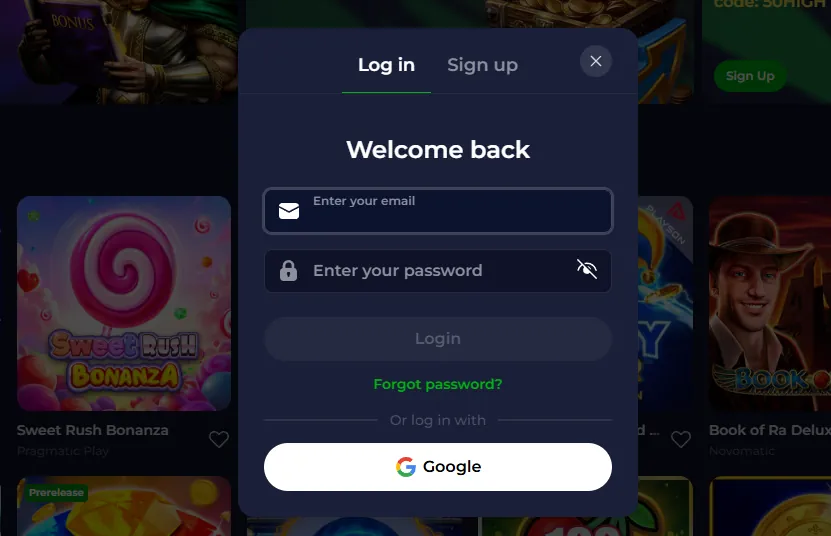 B7 Casino bezpieczny interfejs logowania i rejestracji.